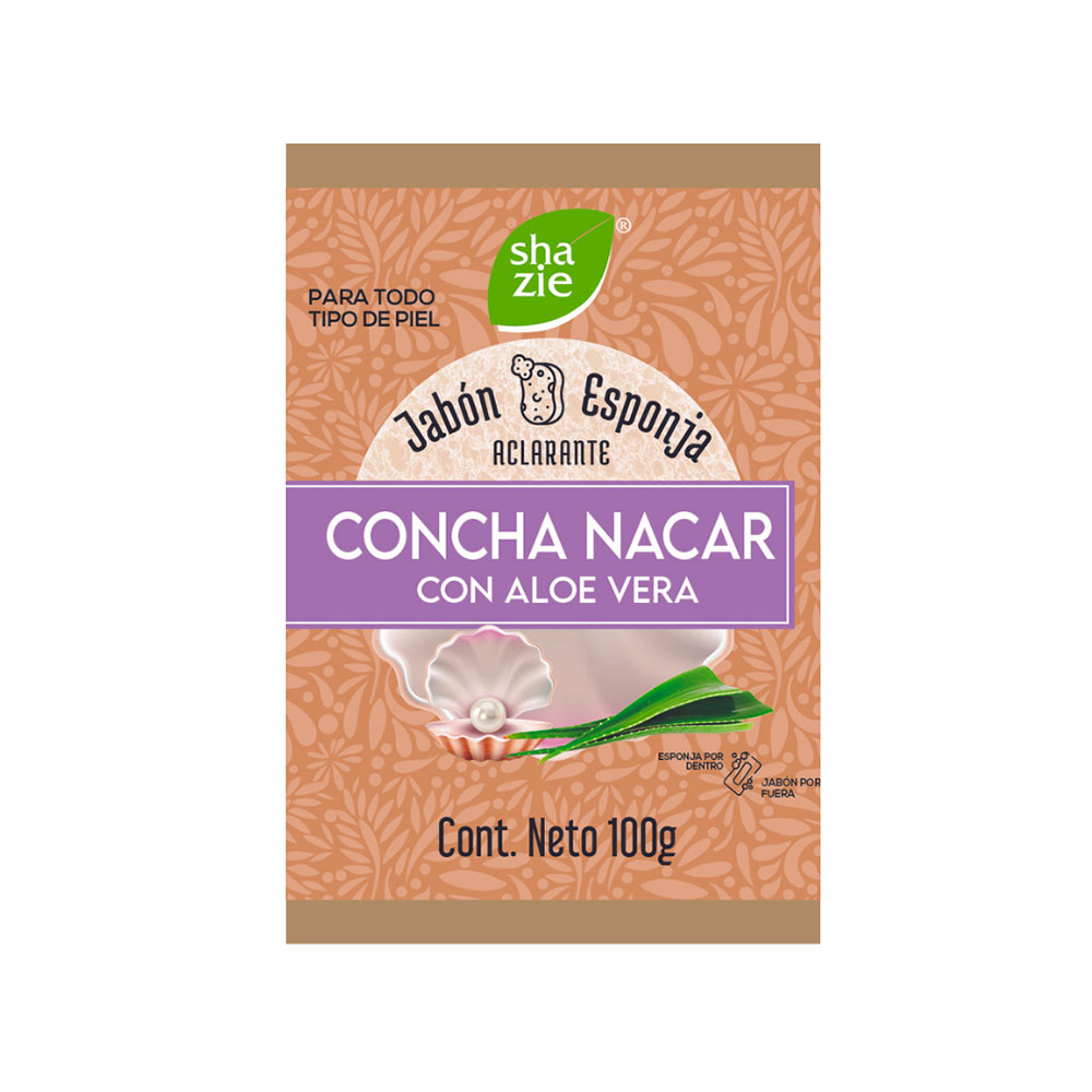 Jabón Esponja Concha Nácar Aloe Vera 100 g Shazie