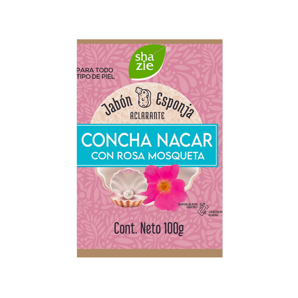 Jabón Esponja Concha Nácar Rosa Mosqueta 100 g Shazie