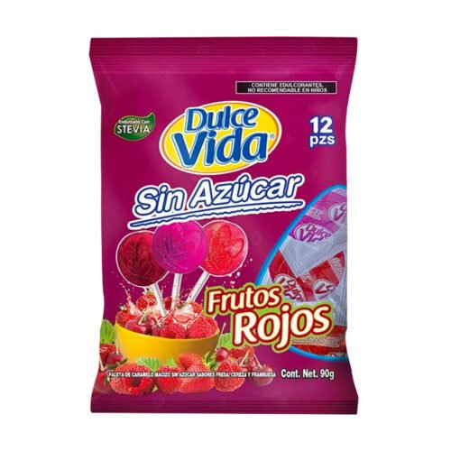 Paletas Dulce Vida Sin Azúcar 90 g Frutos Rojos