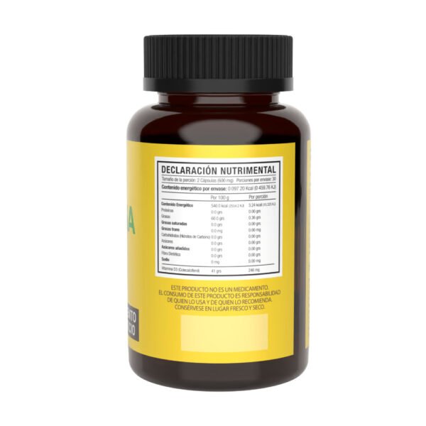 Frasco Ambar Tapa Negra Vitamina D3 60 Cápsulas Nutrición 2000